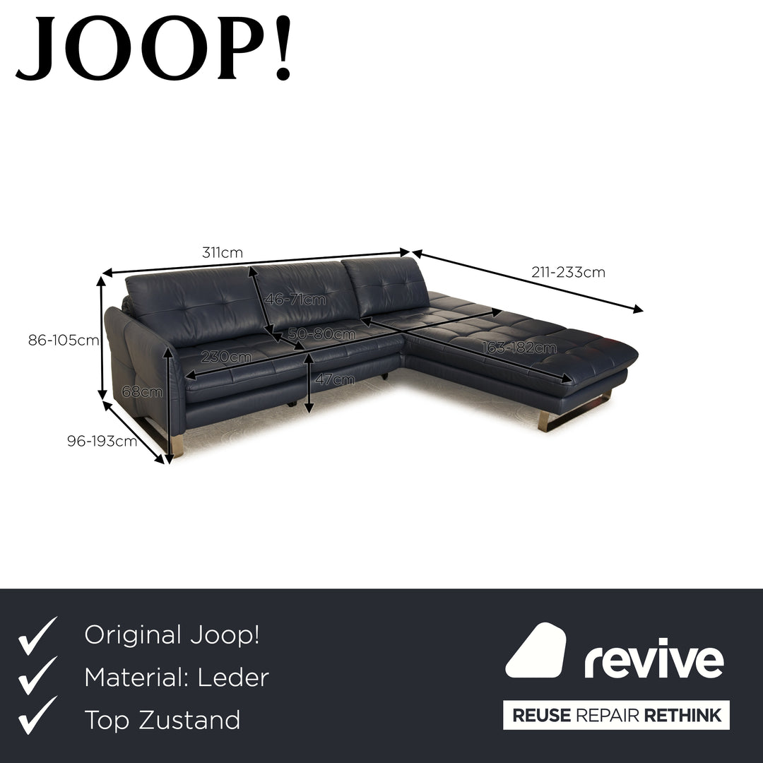 Joop Move 8152 Leder Ecksofa Blau Dunkelblau elektrische Funktion Recamiere Rechts Sofa Couch