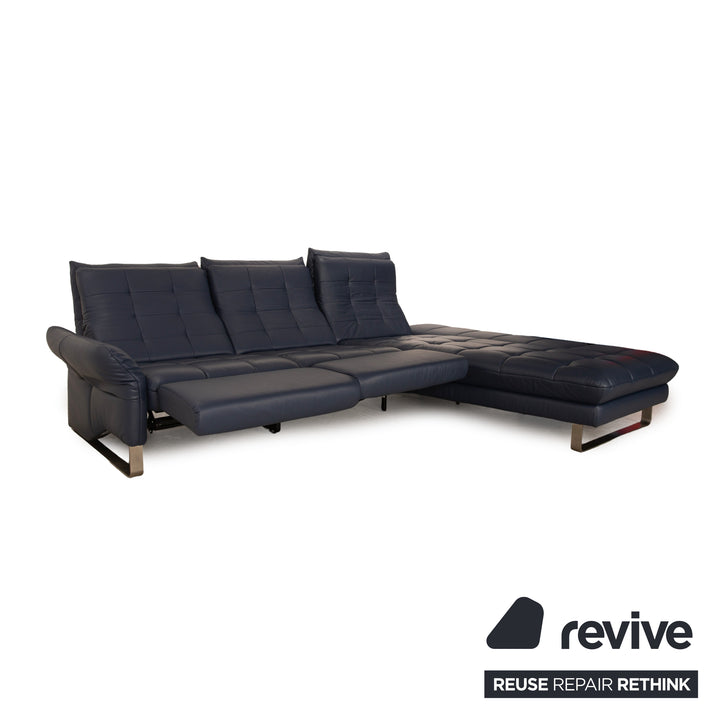 Joop Move 8152 Leder Ecksofa Blau Dunkelblau elektrische Funktion Recamiere Rechts Sofa Couch