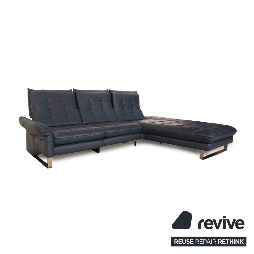 Joop Move 8152 Leather Corner Sofa Blue Dark Blue Electric Function Recamiere Right Sofa Couch