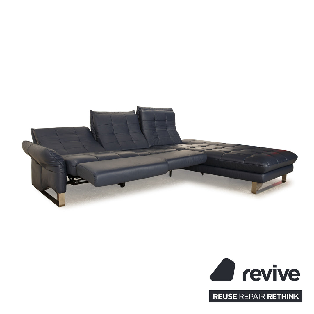 Joop Move 8152 Leder Ecksofa Blau Dunkelblau elektrische Funktion Recamiere Rechts Sofa Couch