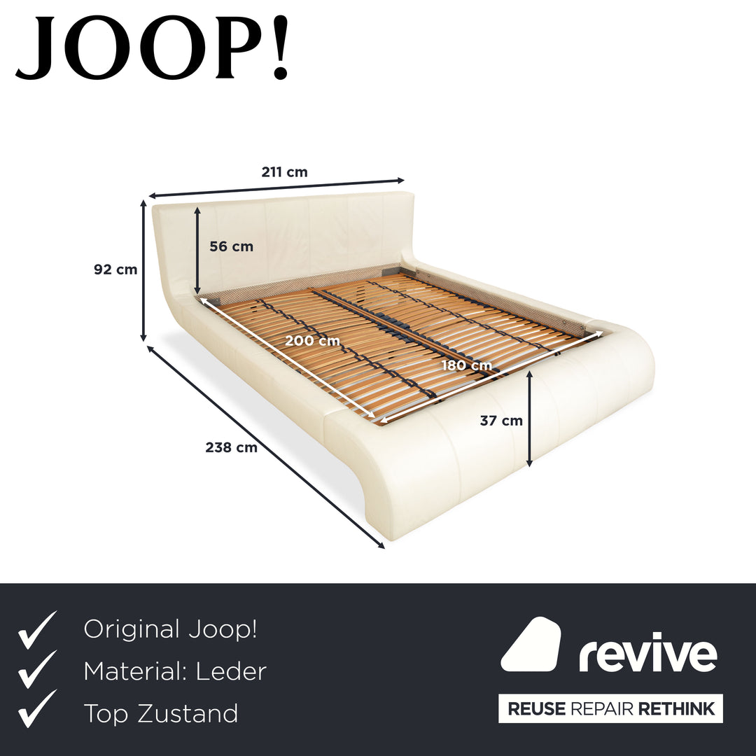 Joop! Swing Leather Bed Double Bed White 180x200 cm
