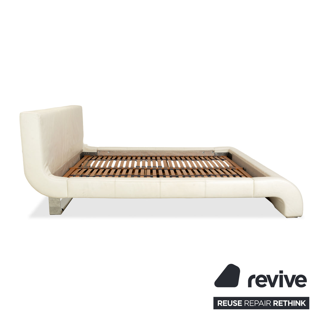 Lit double Joop! Swing en cuir blanc 180 x 200 cm