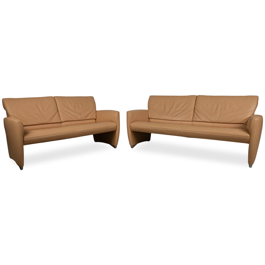 Jori Angel 3250 Garnitur Leder Dreisitzer Zweisitzer Cognac Sofa Couch manuelle Funktion
