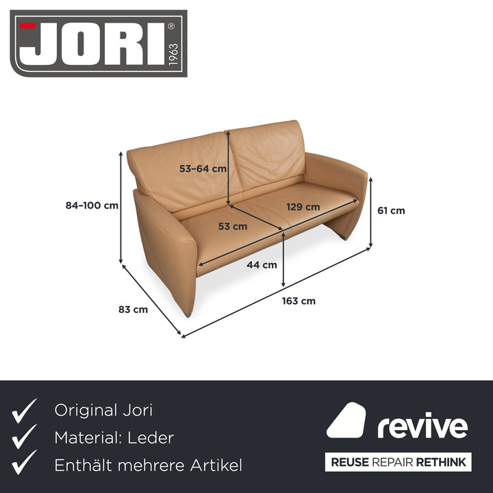 Jori Angel 3250 Garnitur Leder Dreisitzer Zweisitzer Cognac Sofa Couch manuelle Funktion