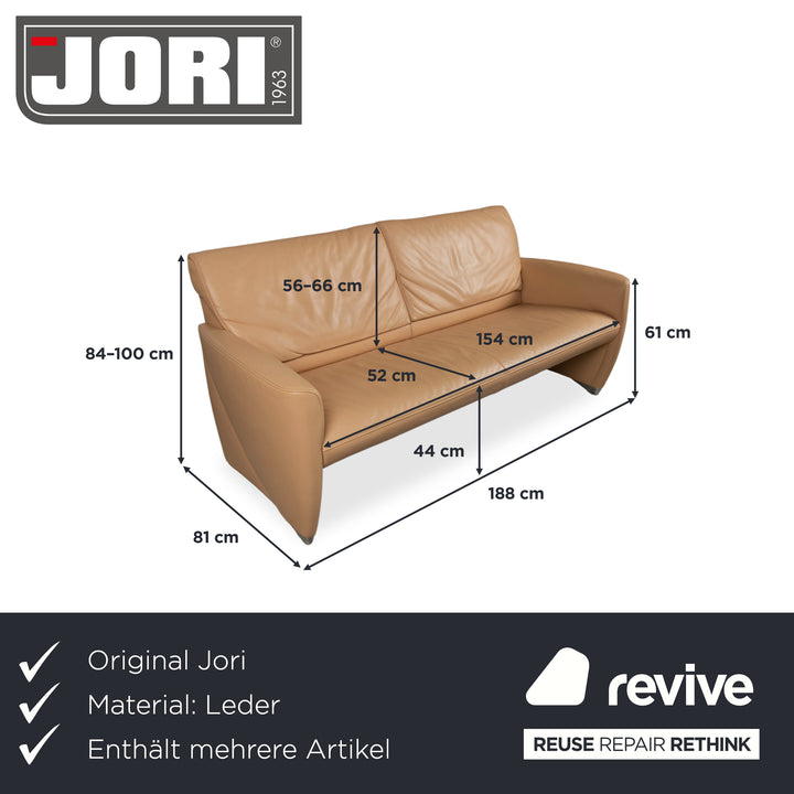 Jori Angel 3250 Garnitur Leder Dreisitzer Zweisitzer Cognac Sofa Couch manuelle Funktion