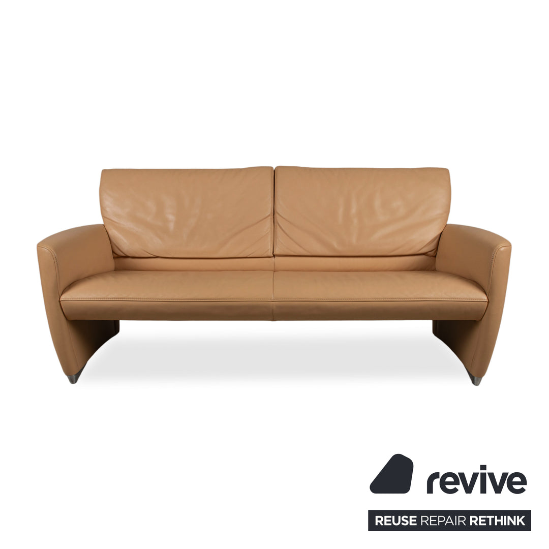 Jori Angel 3250 Leder Dreisitzer Cognac Sofa Couch manuelle Funktion