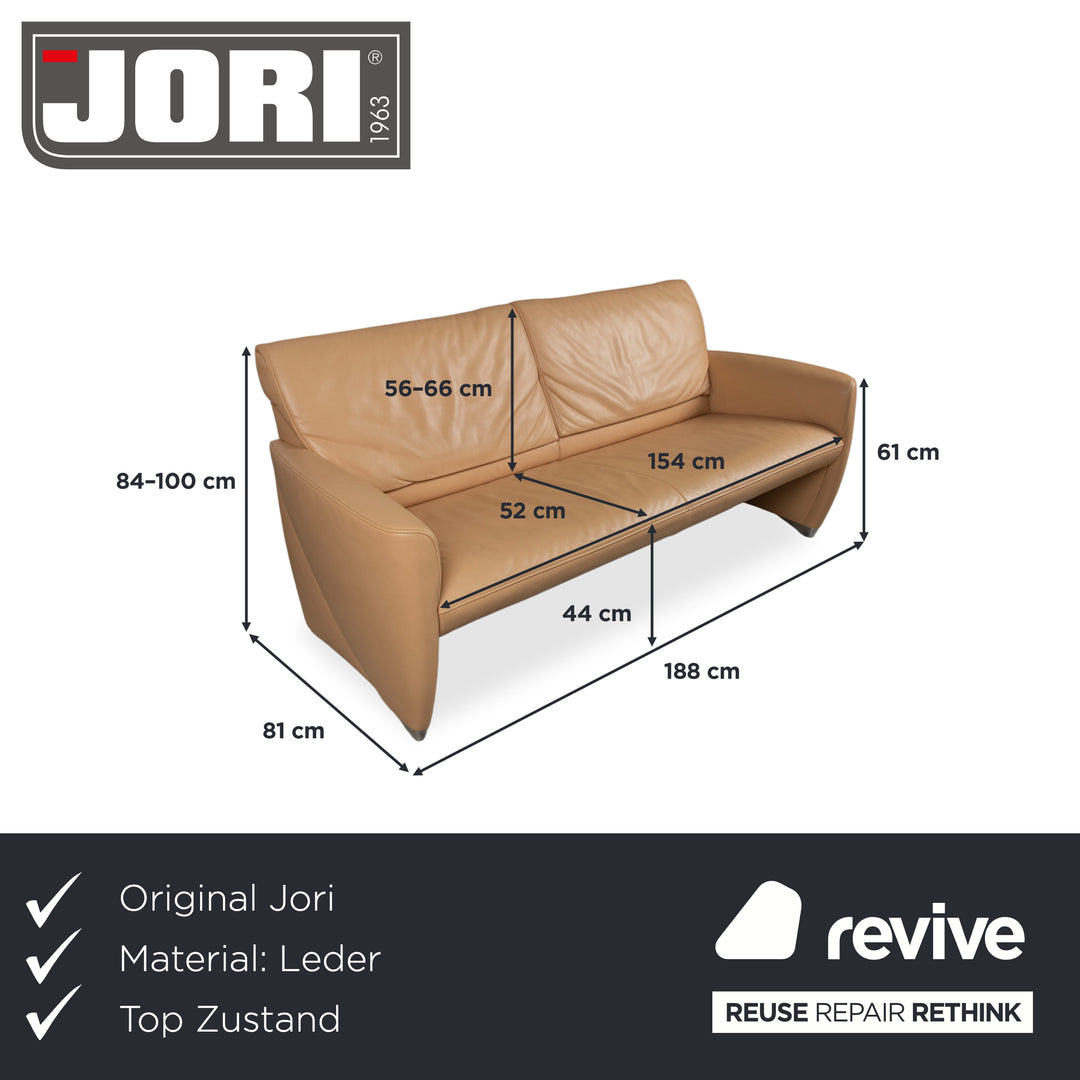 Jori Angel 3250 Leder Dreisitzer Cognac Sofa Couch manuelle Funktion