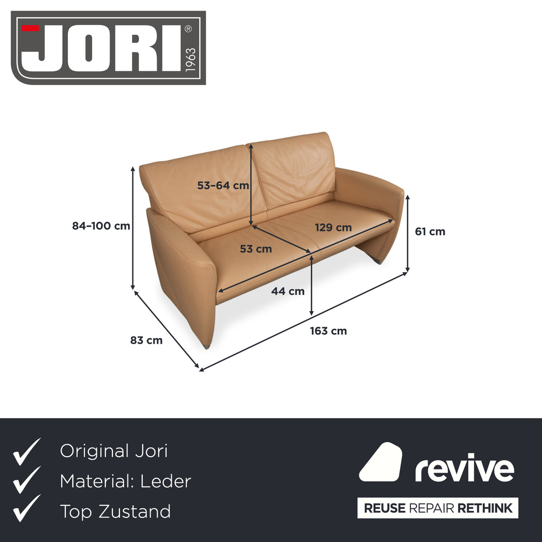 Jori Angel 3250 Leder Zweisitzer Cognac Sofa Couch manuelle Funktion