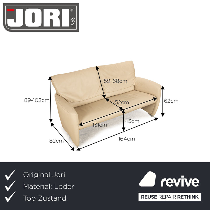 Jori Angel 3250 Leder Zweisitzer Creme Sofa Couch manuelle Funktion