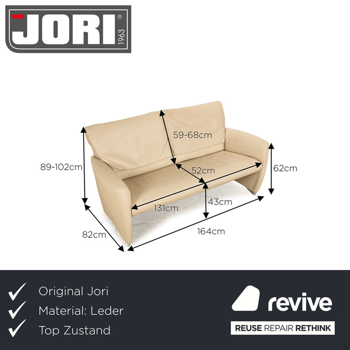 Jori Angel 3250 Leather Two Seater Cream Sofa Couch Manual Function