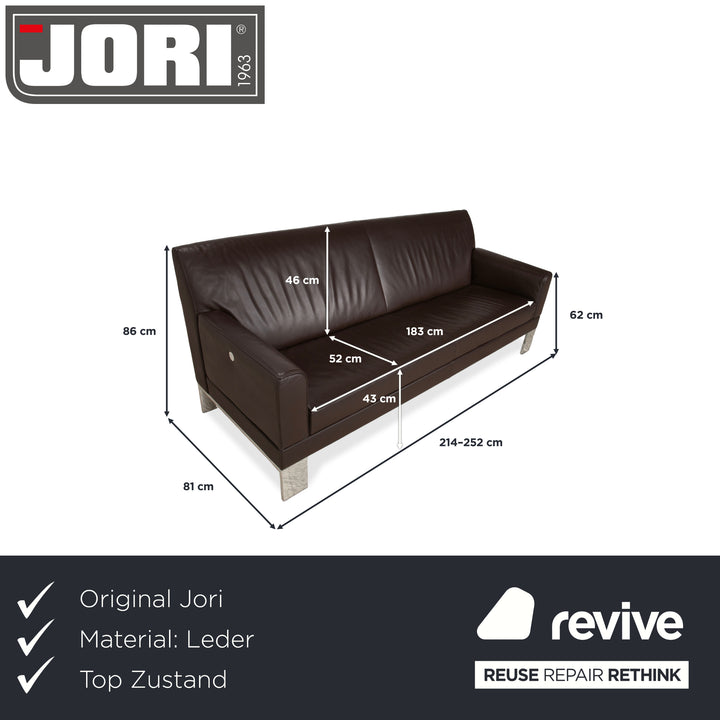 Jori Glove JR-8900 Leder Chrom Dreisitzer Braun Mokka manuelle Funktion