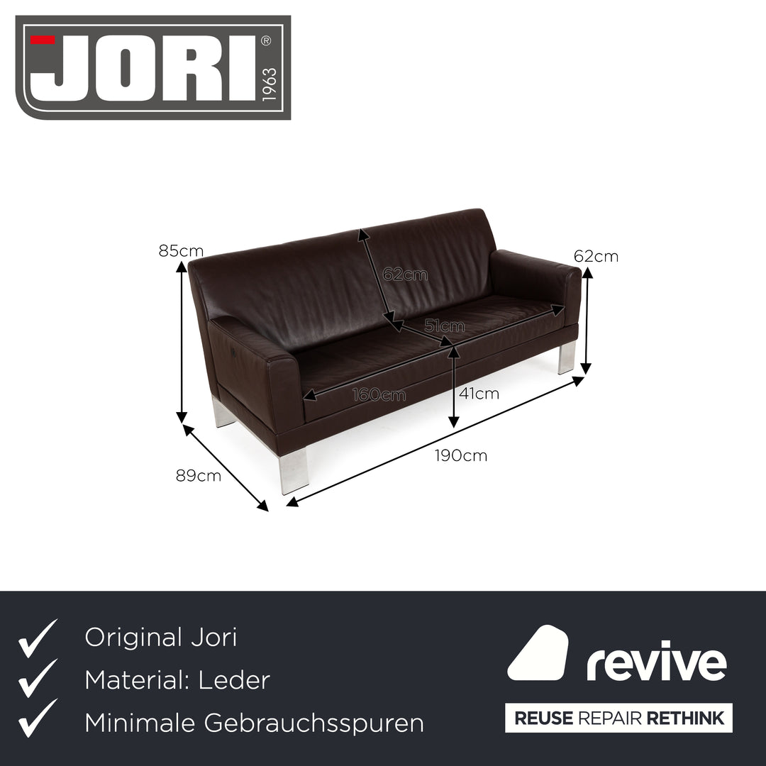 Jori Glove JR-8900 Leather Three-Seater Brown Sofa Couch