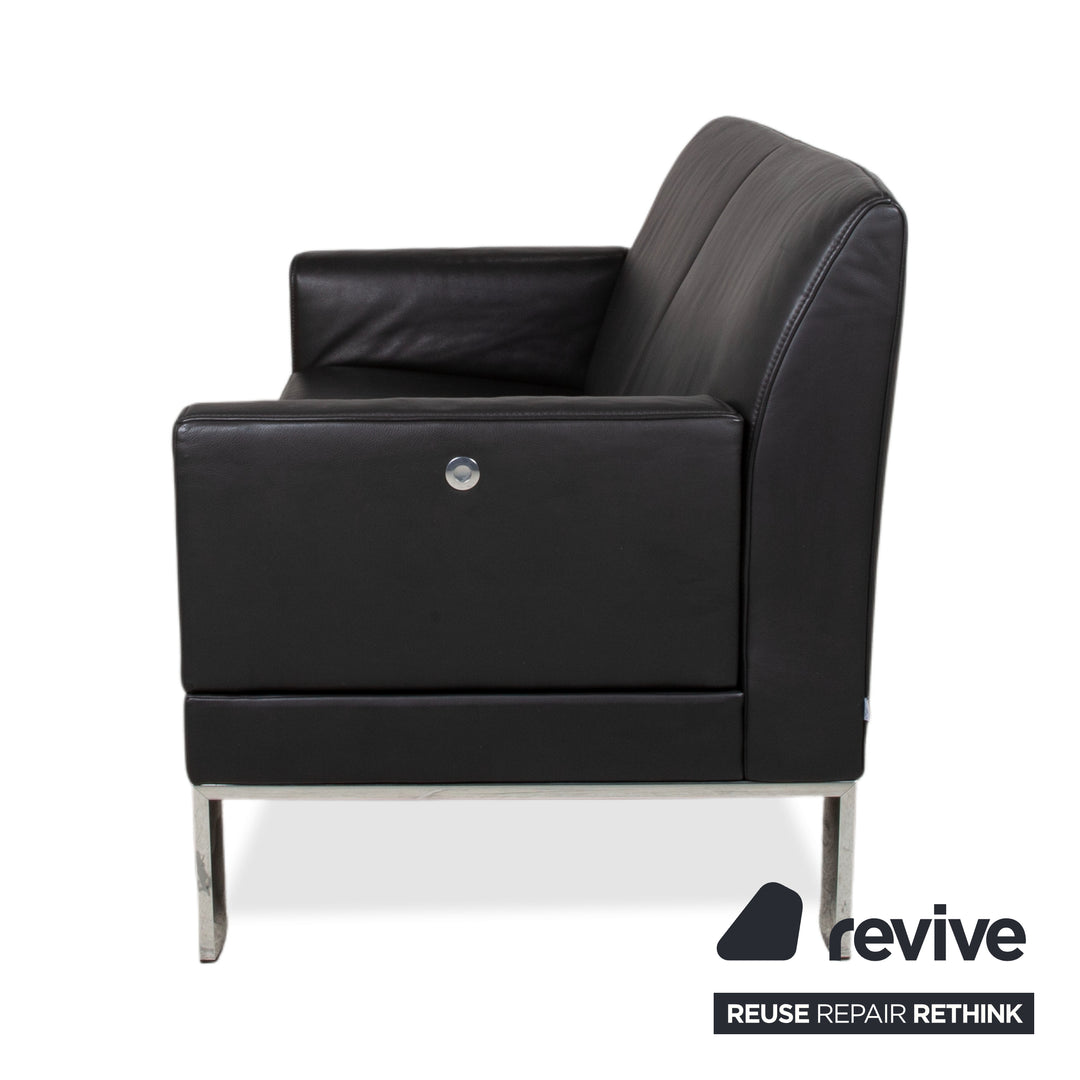 Canapé Jori Glove JR-8900 en cuir noir, deux places, fonction manuelle
