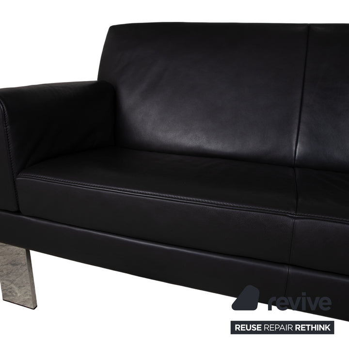 Canapé Jori Glove JR-8900 en cuir noir, deux places, fonction manuelle