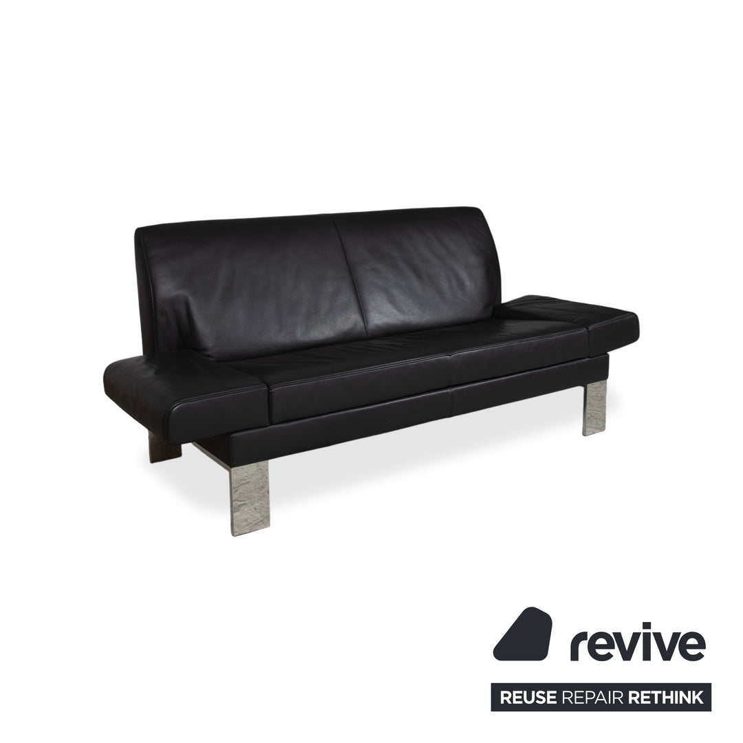 Canapé Jori Glove JR-8900 en cuir noir, deux places, fonction manuelle