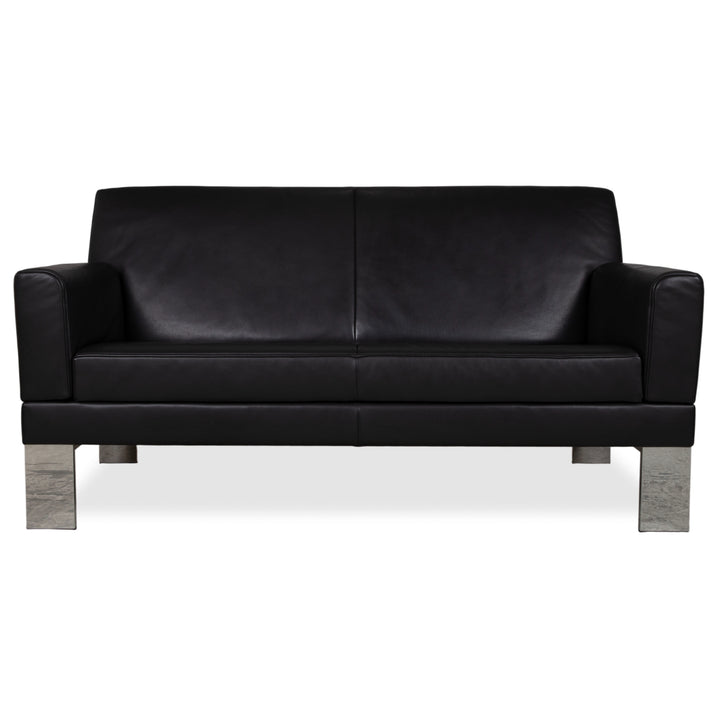 Canapé Jori Glove JR-8900 en cuir noir, deux places, fonction manuelle