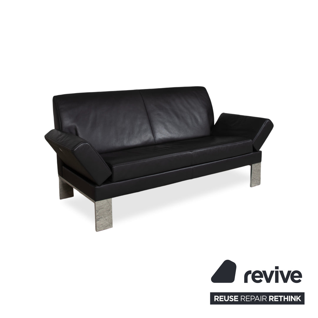 Canapé Jori Glove JR-8900 en cuir noir, deux places, fonction manuelle