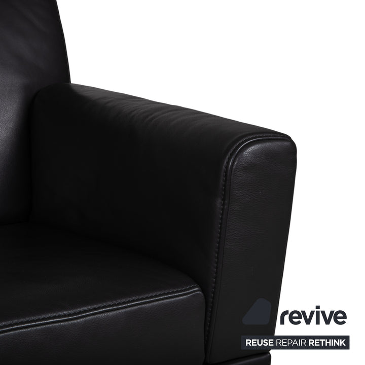 Canapé Jori Glove JR-8900 en cuir noir, deux places, fonction manuelle
