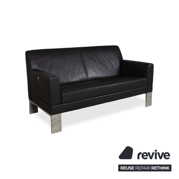 Canapé Jori Glove JR-8900 en cuir noir, deux places, fonction manuelle
