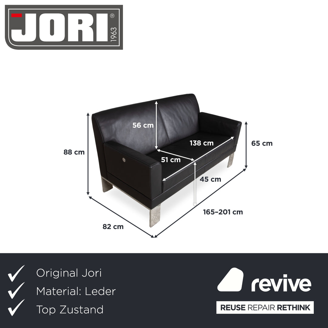 Canapé Jori Glove JR-8900 en cuir noir, deux places, fonction manuelle