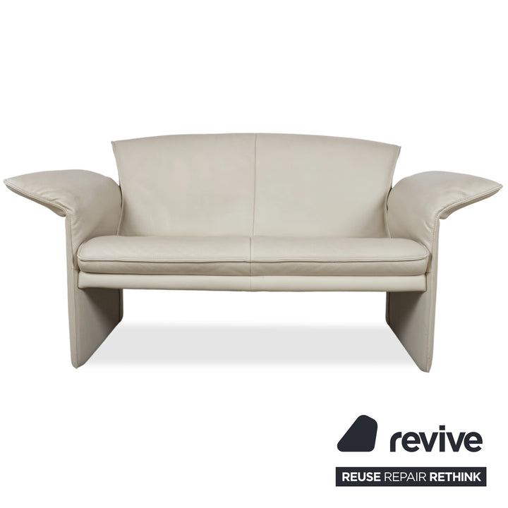 Jori JR 2700 Garnitur Leder 2x Zweisitzer Creme Beige Sofa Couch manuelle Funktion