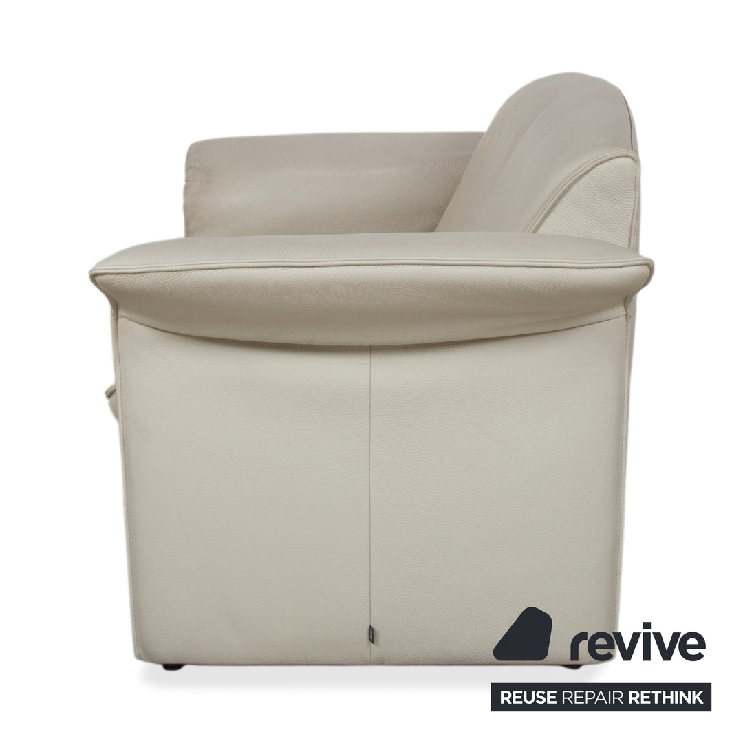 Jori JR 2700 Garnitur Leder 2x Zweisitzer Creme Beige Sofa Couch manuelle Funktion