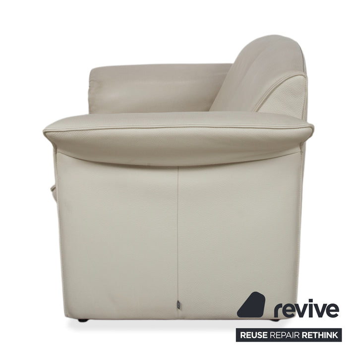 Jori JR 2700 Garnitur Leder 2x Zweisitzer Creme Beige Sofa Couch manuelle Funktion