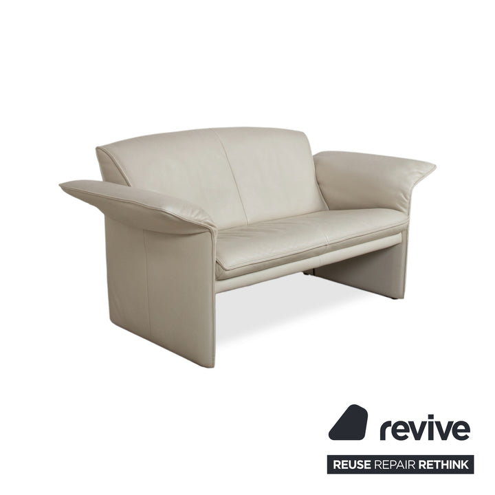 Jori JR 2700 Garnitur Leder 2x Zweisitzer Creme Beige Sofa Couch manuelle Funktion