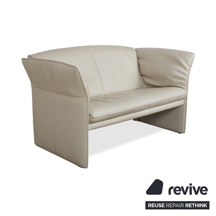 Jori JR 2700 Garnitur Leder 2x Zweisitzer Creme Beige Sofa Couch manuelle Funktion