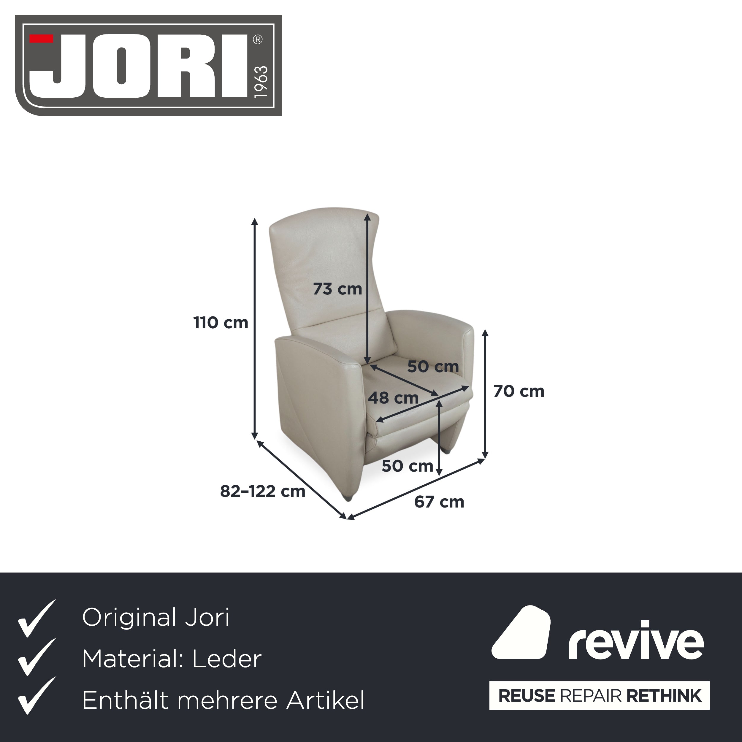 Jori JR 2700 Garnitur Leder Zweisitzer 2x Sessel Creme Beige Sofa Couch manuelle Funktion