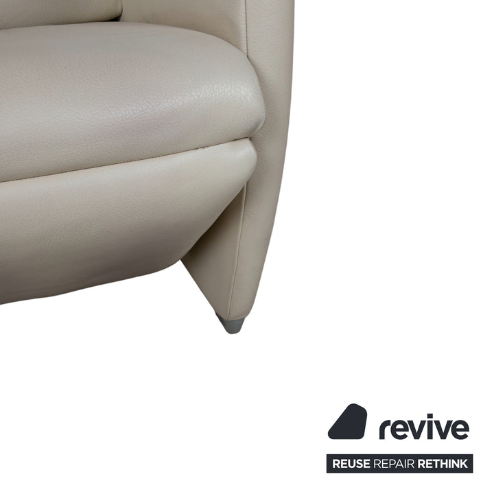 Jori JR 2700 Garnitur Leder Zweisitzer Sessel Creme Beige Sofa Couch manuelle Funktion