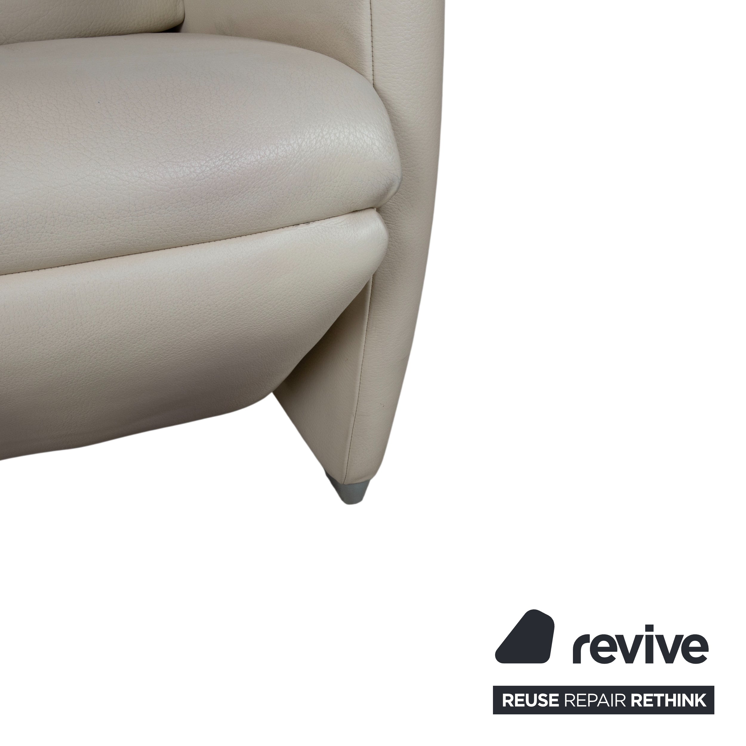 Jori JR 2700 Garnitur Leder Zweisitzer Sessel Creme Beige Sofa Couch manuelle Funktion