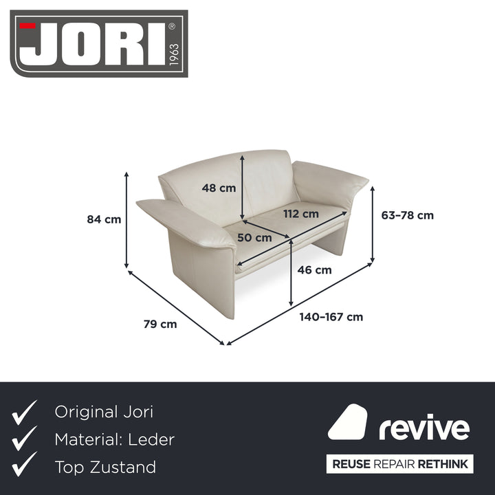 Jori JR 2700 Leder Zweisitzer Creme Beige Sofa Couch manuelle Funktion