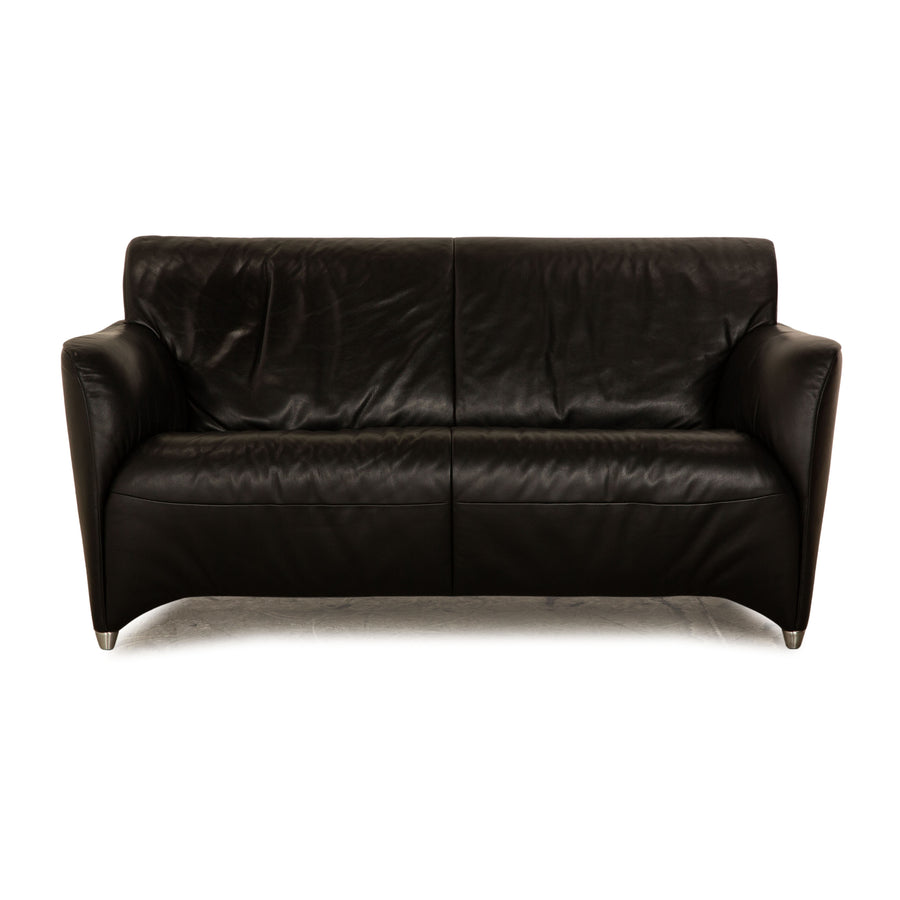 Jori JR 3200 Leather Two Seater Black Sofa Couch