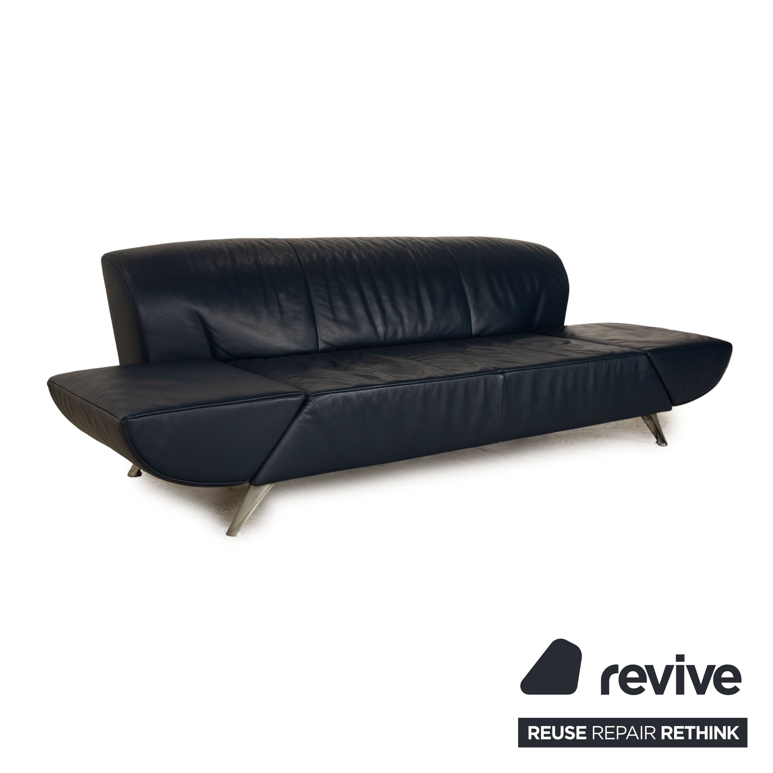 Jori JR-8100 Leder Dreisitzer Blau Dunkelblau manuelle Funktion Sofa Couch