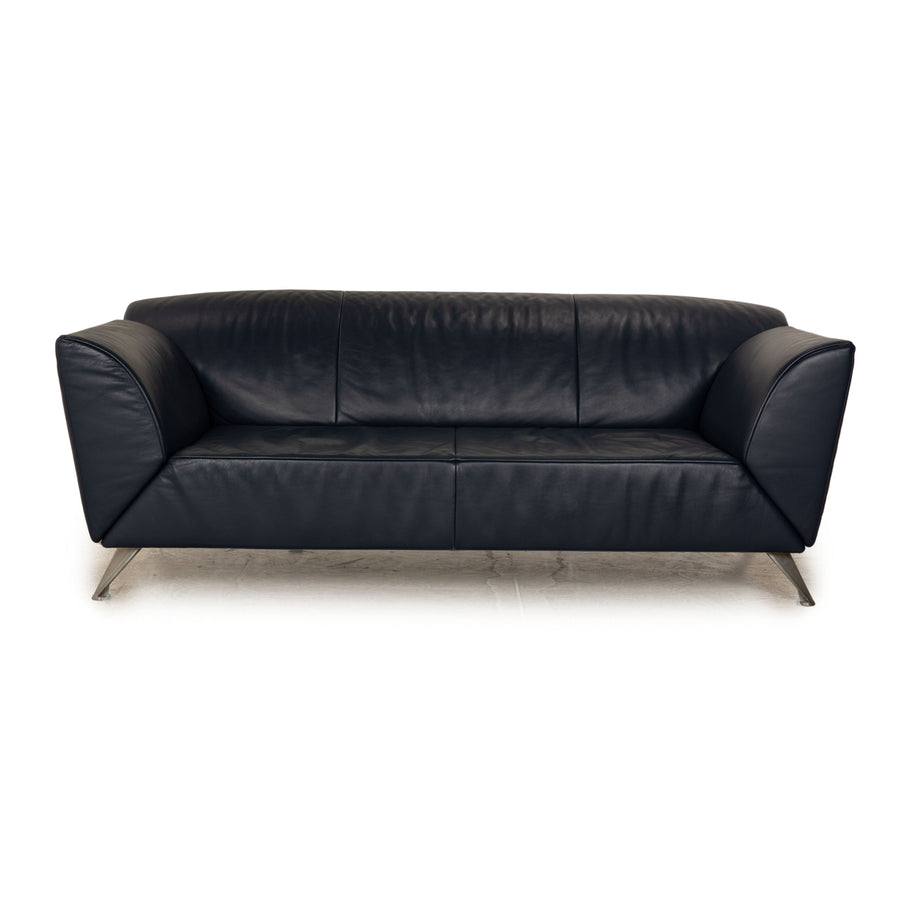 Jori JR-8100 Leder Dreisitzer Blau Dunkelblau manuelle Funktion Sofa Couch