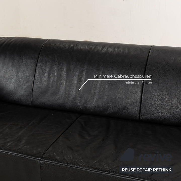 Jori JR-8100 Leather Three Seater Black Manual Function Sofa Couch