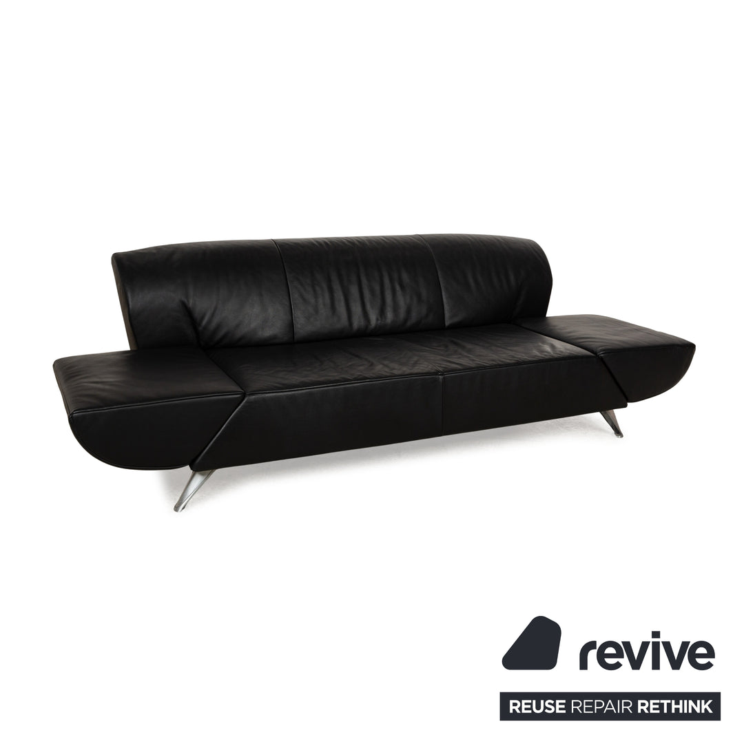 Jori JR-8100 Leather Three Seater Black Manual Function Sofa Couch