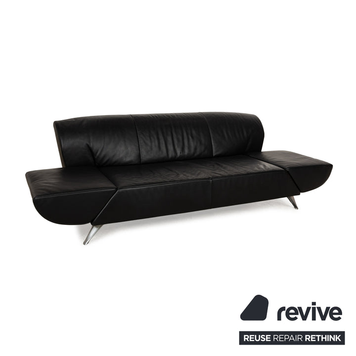 Jori JR-8100 Leather Three Seater Black Manual Function Sofa Couch