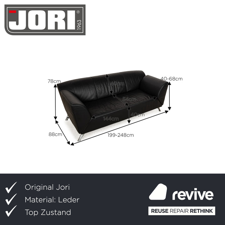 Jori JR-8100 Leather Three Seater Black Manual Function Sofa Couch