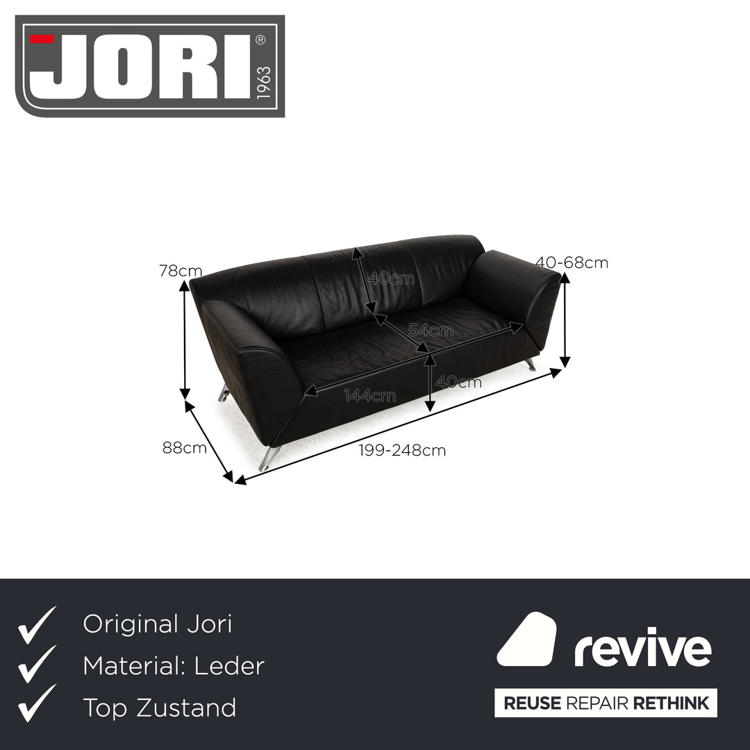 Jori JR-8100 Canapé trois places en cuir noir à fonction manuelle