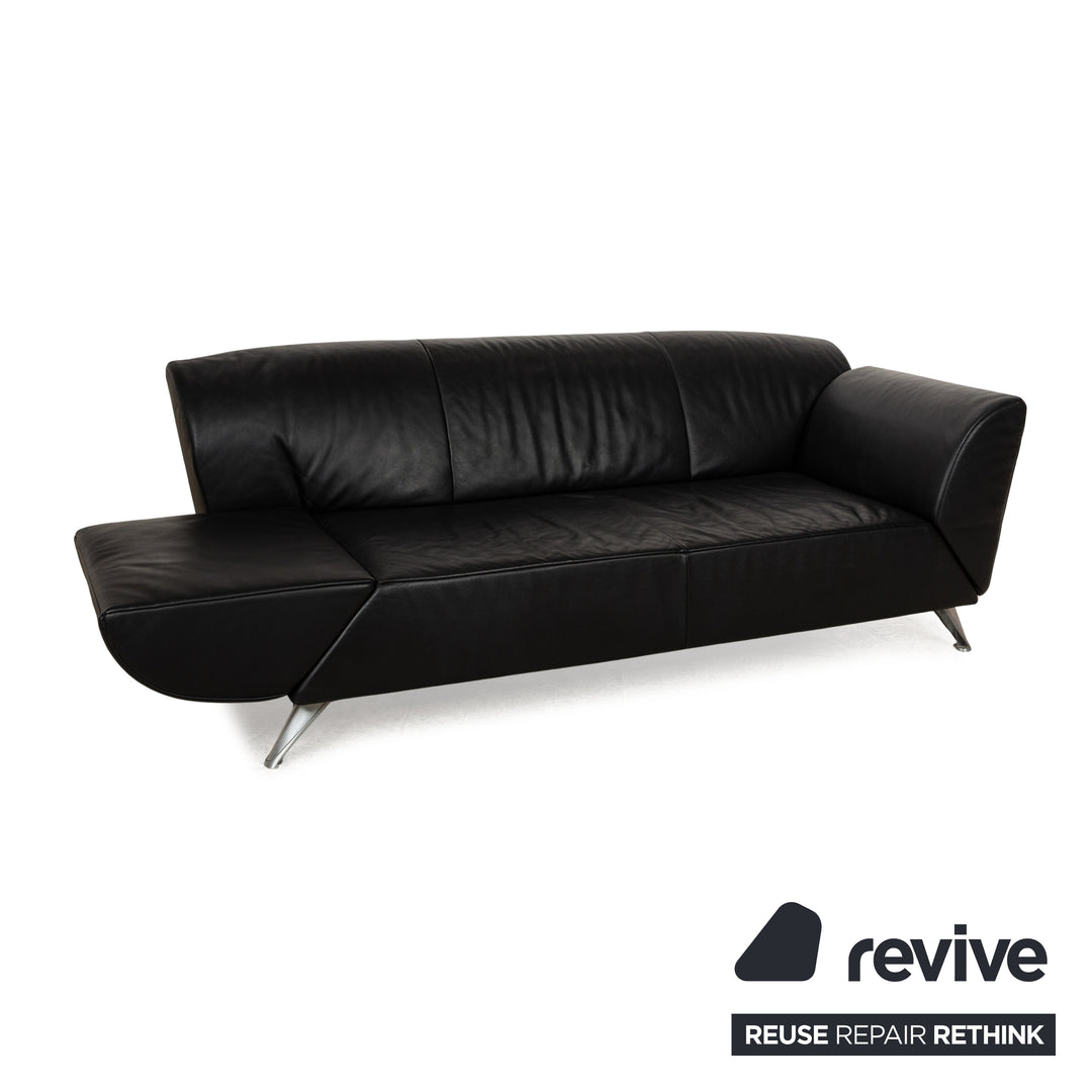 Jori JR-8100 Leather Three Seater Black Manual Function Sofa Couch