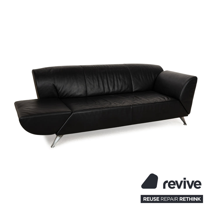 Jori JR-8100 Leather Three Seater Black Manual Function Sofa Couch
