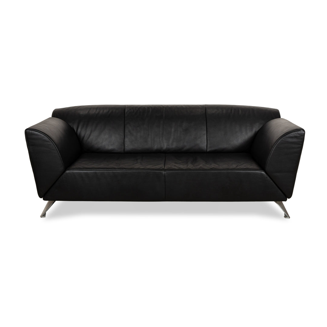 Jori JR-8100 Leather Three Seater Black Manual Function Sofa Couch