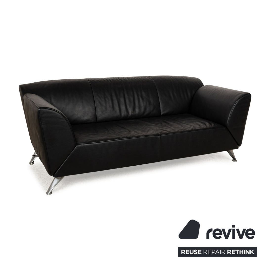 Jori JR-8100 Leather Three Seater Black Manual Function Sofa Couch