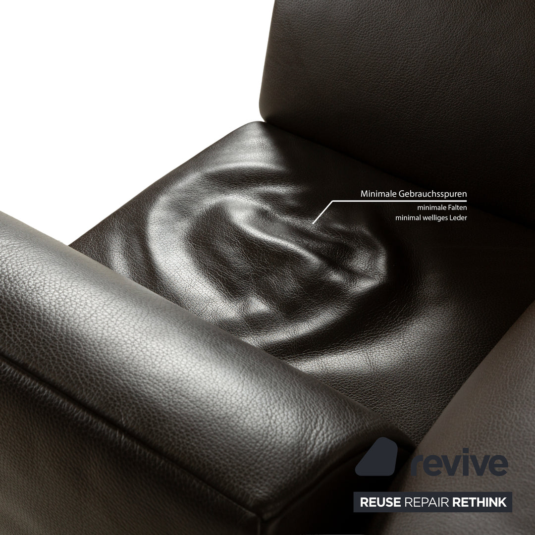 Fauteuil en cuir marron foncé Jori JR-8100, fonction manuelle