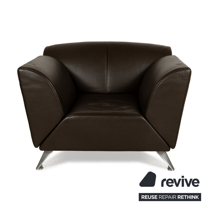 Fauteuil en cuir marron foncé Jori JR-8100, fonction manuelle