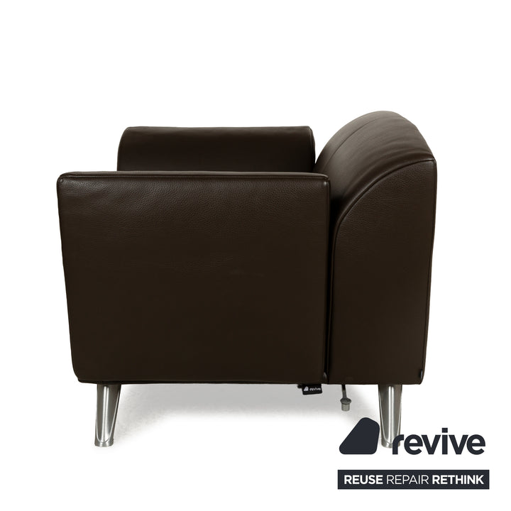 Fauteuil en cuir marron foncé Jori JR-8100, fonction manuelle
