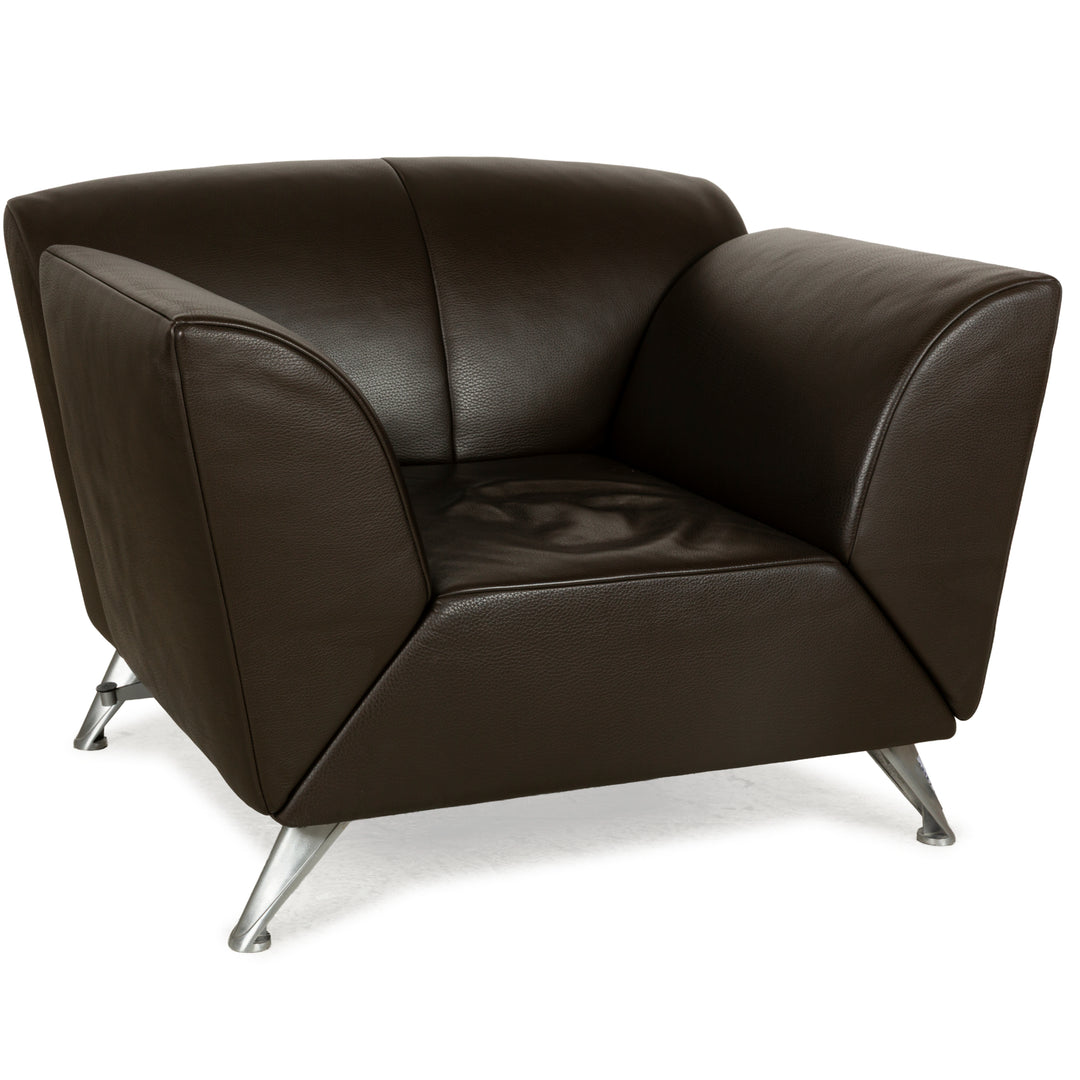 Fauteuil en cuir marron foncé Jori JR-8100, fonction manuelle