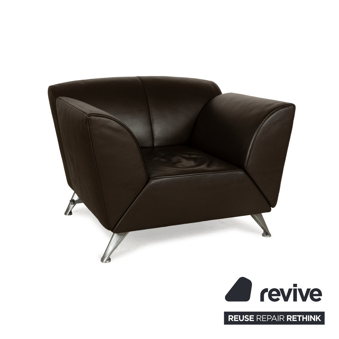 Fauteuil en cuir marron foncé Jori JR-8100, fonction manuelle